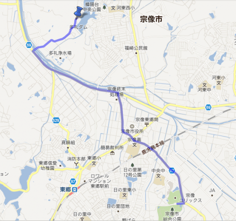 多礼ダムの場所（月食観望場所）