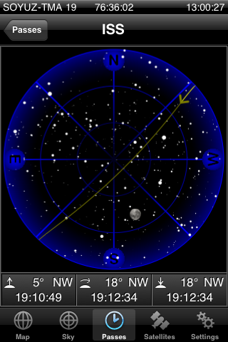 当日のISS（国際宇宙ステーション）情報その1